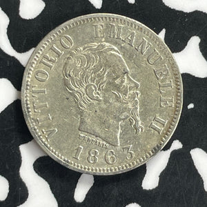 1863-N Italy 50 Centesimi Lot#C0108 Silver! Nice!
