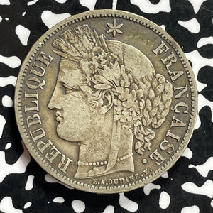 1870-A France 5 Francs Lot#JM9887 Large Silver! KM#519