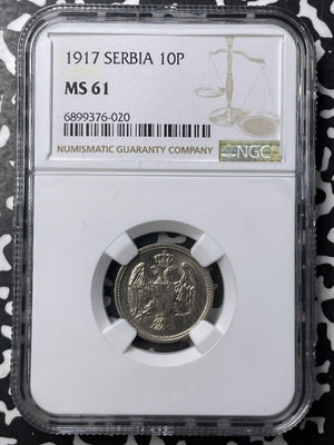 1917 Serbia 10 Para NGC MS61 Lot#G8450 Nice UNC!