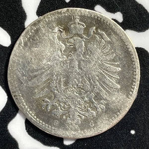 1873-G Germany 20 Pfennig Lot#E3736 Silver! Key Date! Damaged