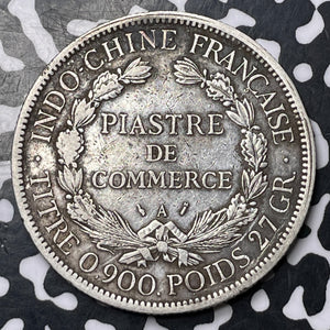 1896-A French Indo-China 1 Piastre Lot#MK156 Large Silver!