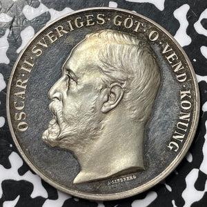(c.1900) Sweden Oscar II Horse Breeding Medal Lot#JM6959 Silver! 44mm