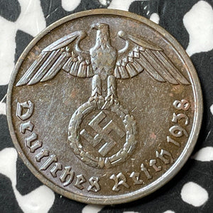 1938-B Germany 2 Pfennig Lot#D9989 High Grade! Beautiful! Better Date