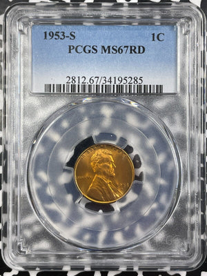 1953-S U.S. Lincoln Wheat Cent PCGS MS67RD Lot#G9546 Gem BU!