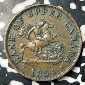 1854 Upper Canada 1/2 Penny Half Penny Token Lot#E7787