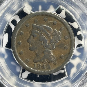 1844/81 U.S. Braided Hair Large Cent PCGS F15 Lot#G647 Overdate Variety