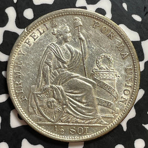 1907 Peru 1/2 Sol Half Sol Lot#T1251 Silver! High Grade! Beautiful!