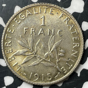 1915 France 1 Franc Lot#E8120 Silver! High Grade! Beautiful!