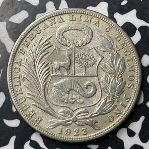 1923 Peru 1 Sol Lot#E7116 Large Silver Coin!