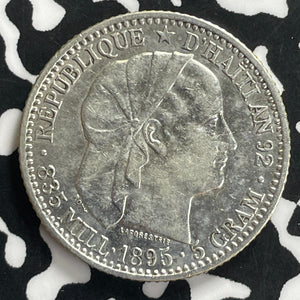 1895 Haiti 20 Centimes Lot#C0052 Silver! Nice!