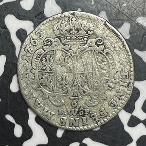 1763-FW OF Germany Saxony 1/6 Thaler Lot#T6528 Silver! Scarce!