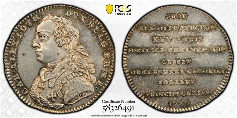 1769 Austria Netherlands Charles Alexander Jeton PCGS MS63 Lot#G3944 Silver!