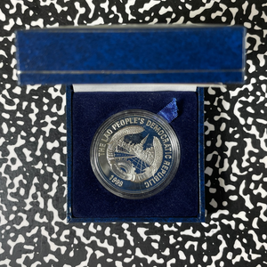 1999 Laos Anticipation Rabbit 3000 Kip Lot#B2750 Silver! Proof! With Case, KM#73
