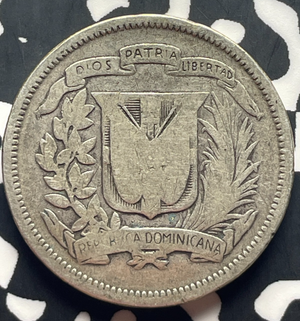1937 Dominican Republic 25 Centavos Lot#T8905 Silver!