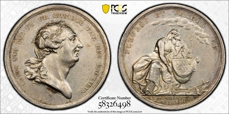 1793 France Execution Of Louis XVI Medal PCGS AU55 Lot#G3938 Silver! Hennin-469