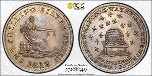 1812 G.B. Nottinghamshire Mansfield 1 Shilling Token PCGS MS63 Lot#G769 Silver!