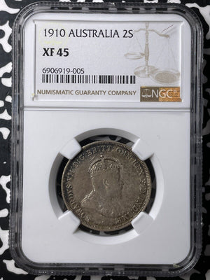 1910 Australia 1 Florin NGC XF45 Lot#G8784 Silver!