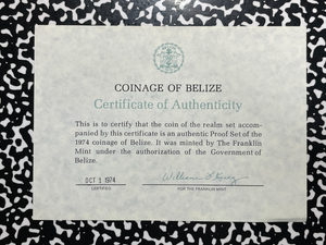 1974 Belize 8x Coin Proof Set Lot#B2809 With Case & C.O.A.