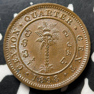 1898 Ceylon 1/4 Cent Lot#MK282 Nice!