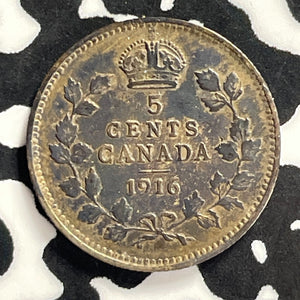 1916 Canada 5 Cents Lot#T9493 Silver!