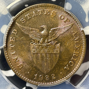 1922 U.S. Philippines 1 Centavo PCGS MS64BN Lot#G8638 Beautiful Toning!