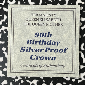 1990 G.B. Queen Mother 90th £5 Pounds Lot#B2540 Silver! Proof! W/ Box & C.O.A.