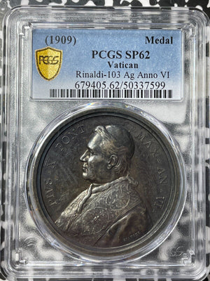 (1909) Vatican City Apostolic Constitution Medal PCGS SP62 Lot#G7957 Silver!