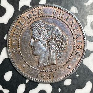 1881-A France 5 Centimes Lot#T3234 High Grade! Beautiful!