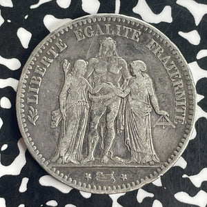 1876-K France 5 Francs Lot#T8487 Large Silver Coin!