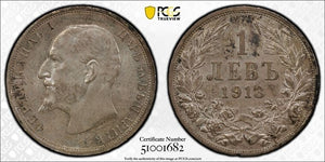1913 Bulgaria 1 Lev PCGS MS61 Lot#G9849 Silver! Nice UNC!