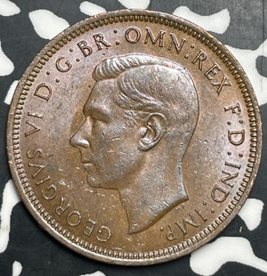 1944 Great Britain 1/2 Penny Half Penny Lot#T9053 High Grade! Beautiful!