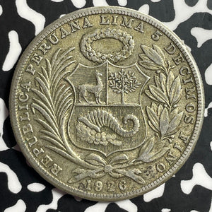 1926 Peru 1 Sol Lot#T1491 Large Silver Coin!