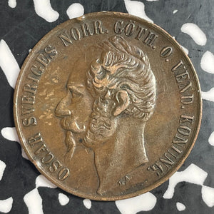 1858 Sweden 5 Ore Lot#T3737 Nice!
