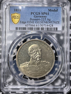 1898 Germany Death Of Otto Von Bismarck Medal PCGS SP61 Lot#G9421 Silver!