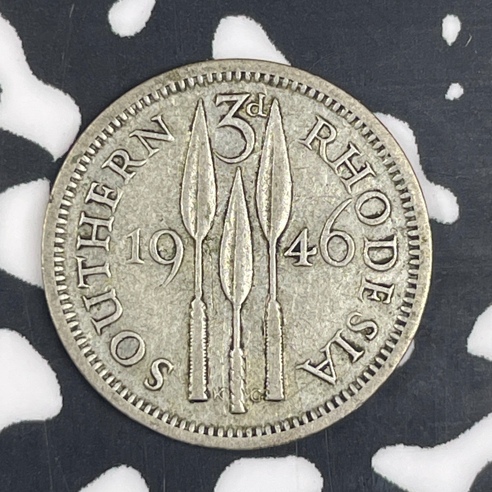 1946 Southern Rhodesia 3 Pence Threepence Lot#C9405 Silver!