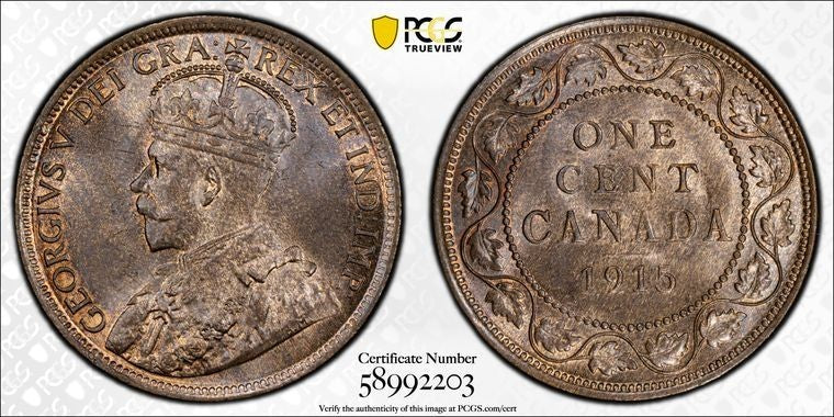 1915 Canada Large Cent PCGS MS65BN Lot#G3967 Gem BU!