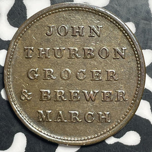 1827 Great Britain John Thurbon Grocer Farthing Token Lot#T1444 Nice!