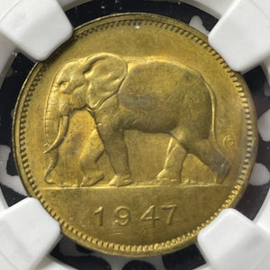 1947 Belgian Congo 2 Francs NGC MS64 Lot#G8802 Choice UNC! Elephant