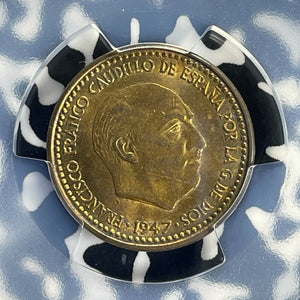 1947 (54) Spain 1 Peseta PCGS MS64 Lot#G917 Choice UNC!