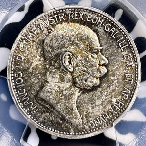 1908 Austria 1 Corona PCGS MS63 Lot#G9854 Silver! Choice UNC! KM#2808