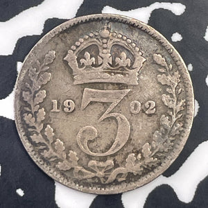 1902 Great Britain 3 Pence Threepence Lot#C1335 Silver!