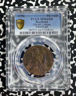1792 Scotland Edinburgh 1/2 Penny Conder Token PCGS MS64RB Lot#G754 DH#44