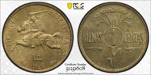 1925 Lithuania 1 Centas PCGS MS64 Lot#G9196 Choice UNC!