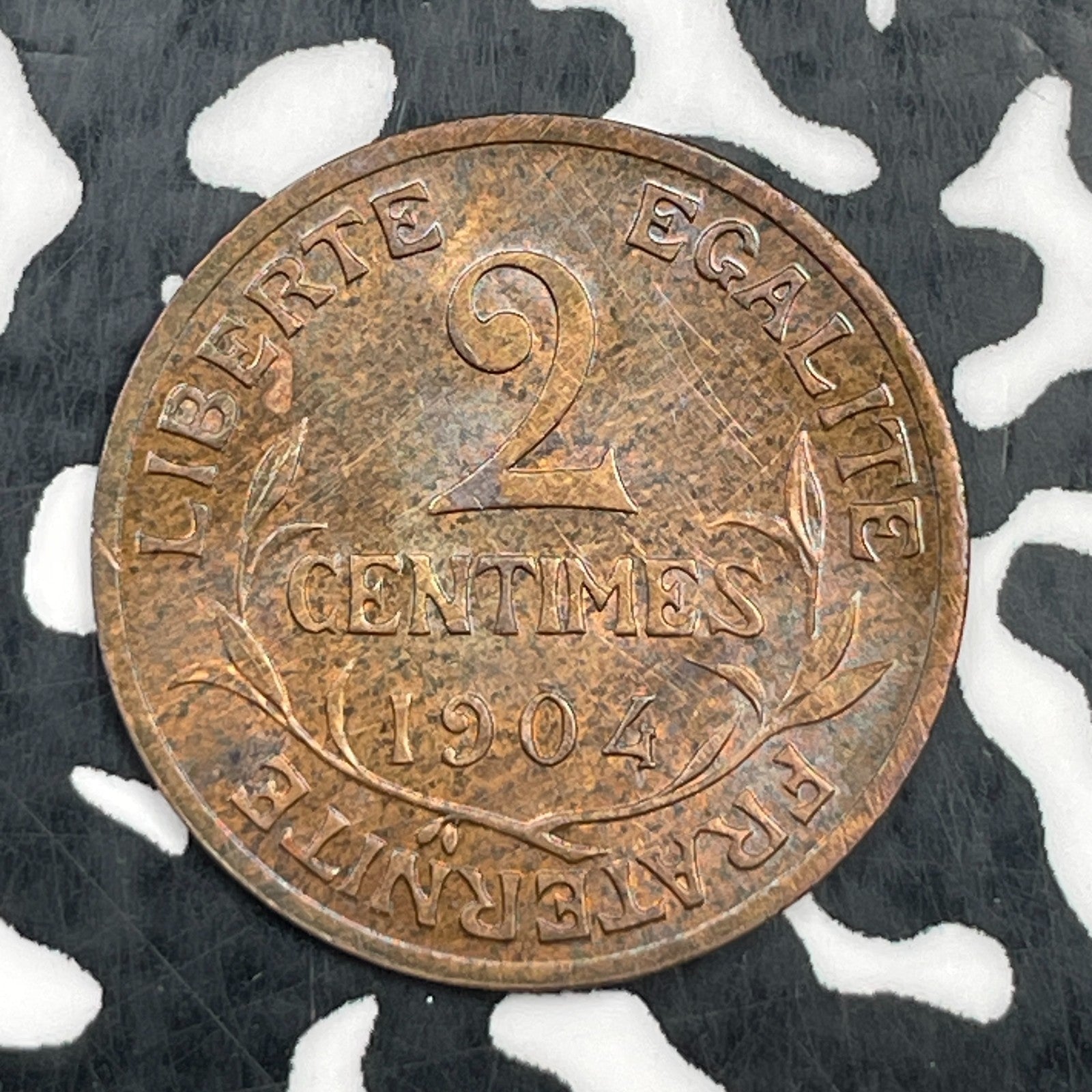 1904 France 2 Centimes Lot#N1180 High Grade! Beautiful! Low Mintage