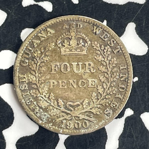 1900 British Guiana & West Indies 4 Pence Fourpence Lot#T8508 Silver!