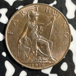 1918 Great Britain Farthing Lot#E2815 High Grade! Beautiful!