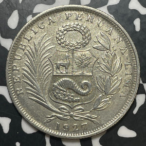 1927 Peru 1/2 Sol Half Sol Lot#T1702 Silver!