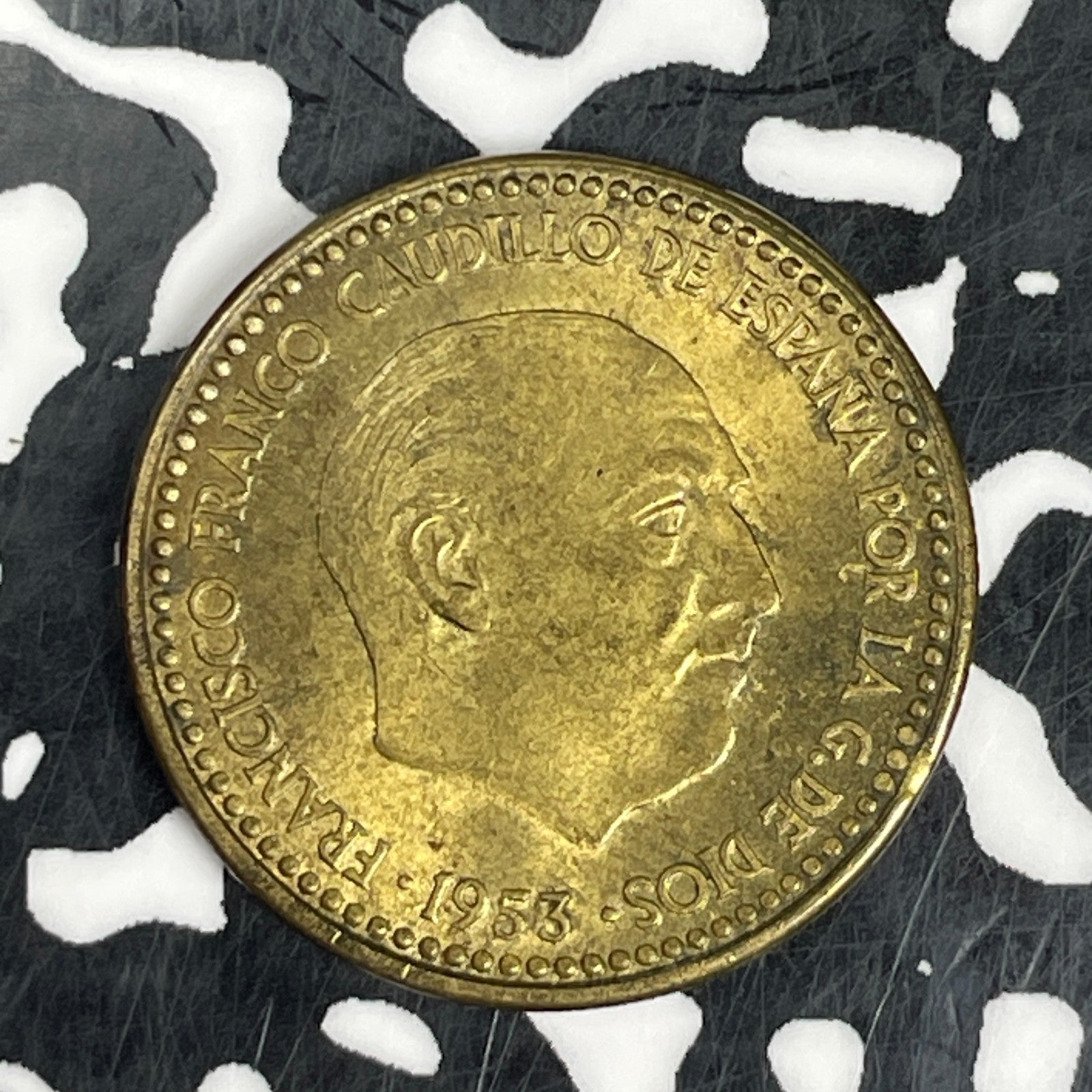 1953(56) Spain 1 Peseta Lot#C9001 High Grade! Beautiful!