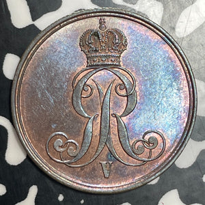1853-B Germany Hannover 2 Pfennig Lot#T3577 High Grade! Beautiful!