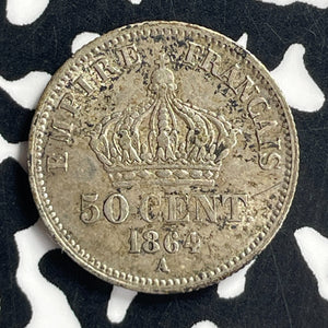 1864-A France 50 Centimes Lot#T7159 Silver! Nice!